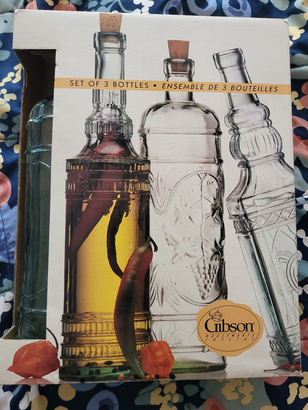 Gibson Decorative Glass Bottle Set in Clear and Light Green